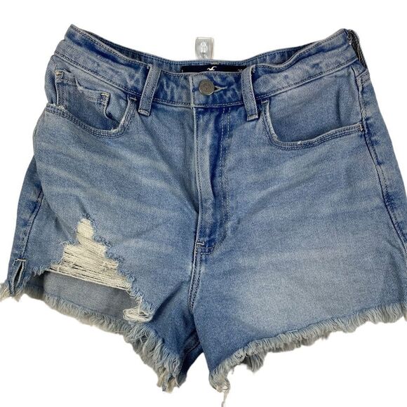 Hollister Pants - Hollister Wms 26 Ultra High-Rise Mom Light Blue Distressed Raw Hem Denim Shorts